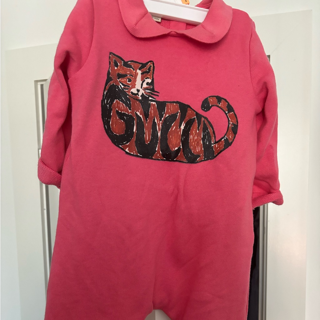 Logo Graphic-Cat Print Cotton Romper